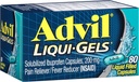 Advil Liqui-Gels smertestillende og feberreduserende, smertemedisin for voksne med Ibuprofen 200 mg for hodepine, ryggsmerter, menstruasjonssmerter og ledd smerte lindring - 80 flytende fylte kapsler