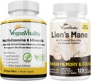 Vegan Vitality Lion's Mane x generell helse Combo Bundle - 6 måneders løve og multivitaminer
