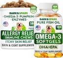 Allergi relief + Omega 3 Bundle - Anti-Itch Skin & Coat Supplement + Skin Allergi - Omega 3 Fish Oil + EPA & DHA Fatty Acids - Kylling & Paw Licking + Felles Helse - 180 Chews + 180 Softgels - Laget i USA