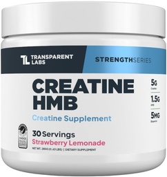 Transparent Labs Kreatin HMB - Kreatin Monohydrat pulver med HMB for muskelvekst, økt styrke, forbedret energiutgang, og forbedret atletisk ytelse - 30 Serveringer, Strawberry Lemonade