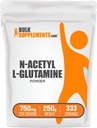 BulkSupplements.com N-Acetyl L-Glutamine pulver - Glutamin Supplement, L Glutamin pulver, Gut helse og gjenoppretting - Glutenfri, 750 mg per servering, 250g (8,8 oz) (Pack of 1)