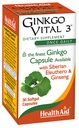 HealthAid Ginkgo Vital 3 – En gang daglig mykgel med Ginkgo Biloba, sibirsk eleuthero & koreansk ginseng | Støtter mental klarhet og sirkulasjon | 30 Softgels