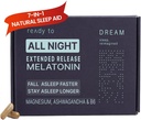 Drømme Naturlig søvnhjelp for voksne – Sovetilskudd med Time Release Melatonin, Magnesium, Ashwagandha, B6 & Kamille – Ikke-Habiterende søvnvitaminer – 60 Kapsler 11/30/25 Utløp