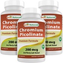 Best Naturals Chromium Picolinat 200mg 240 tabletter (240 tall (pakke på 3))
