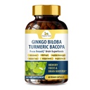 Organic Veda Ginkgo Biloba Turmeric Bacopa Brain Supplement for hukommelse, Mood & Focus med Ashwagandha - Konsentrasjon, Energi og hjerne Booster, sunne ledd og sirkulasjon støtte - 60 Vegan Capsule