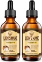 Naturens levende Lions Mane Supplement, flytende Mushroom Extract Drops, 8 Mushrooms Complex for immunsystem, minne, fokus Boost, Mushroom Supplement med Lions Mane, Cordyceps, Reishi, Vegansk, 2 Pack