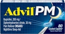 Advil PM smertefri og natt søvnhjelp, smertemedisin med ibuprofen for smertelindring og difenhydramincitrat for en søvnhjelp - 80 greve (pakke med 2)