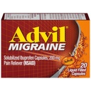 Advil Migrain hodepine Relief, Ibuprofen Kapsler med Ibuprofen 200 mg for Migrain Relief, nervøs lindring og lys følsomhet relief - 20 flytende fylte kapsler