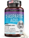 Kaibro Nutra D-Aspartic Acid Supplement for menn, 2440mg D-Aspartic Acid per servering, energi og testosteron støtte, Glutenfri ikke-GMO, 180 Vegan Kapsler