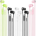 Trådet ørepropper med mikrofon 5 pakke, i øret hodetelefoner med kraftig bass, høy lydkvalitet øretelefoner kompatibel med iPad, Laptop, MP3, Android-smarttelefoner, passer alle 3,5 mm Jack-enhet