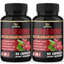 (2 pakker) Berberine Supplement Plus Ceylon Cinnamon, Turmeric, Artichoke, Melk Thistle, Svart Pepper - 120 kapsler - 4 måneders forsyning
