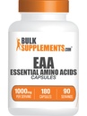 BulkSupplements.com essensielle Aminosyrer Kapsler (EAA) - Aminosyrer Supplement - EAA Aminosyrer - EAA Kapsler - 1000 mg Serving - 90 dagers forsyning (180 Gelatinkapsler)