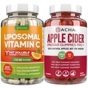 Ultimate Immun Boost Bundle - Liposomal Vitamin C & Apple Cider Vinegar Gummies, Detox og Cleans, Vekttap Støtte ACV med mor, Magevennlig, Høy absorb Potens Ascorbyl Palmitat