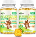 Magnesium Gummies for barn - Magnesium Glycinate Gummies Supplement med L-Theanin, vitamin B6, D3 for voksne og barn, rolig magnesium for søvn, avslapning, hjerne,Bones, Sukkerfri Pineapple 120ct