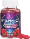 Vitamin D3 Supplement Gummy 5000 IU (125mg) Diett vitaminer D for menn og kvinner - Bein, tenner, muskel og immun helse støtte, høy styrke VIT D3 Naturens ikke-GMO & Glutenfri - 60 Gummies
