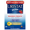Uristat Ultra UTI smertelindringstabletter, rask urinveisinfeksjonsrelieff av urinveissmerter, brenning, urenhet, maksimal styrke, tranebærflavorert belegg, 30 tabletter