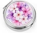 Dynippy Pill Case Pill Box med Mirror Pocket 3 Sammenligning medisin tilfelle Vitamin Pill Organizer for Pocket Purse og reise (Round, Silver-BlomBurst)