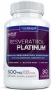Resveratrol Platinum Antioksidanter Supplement: Kraftig Anti Aging Formula med ren, Naturlig Trans Resveratrol for immun støtte, Vitalitet og hjerne helse, 30 Glutenfri Veggie kapsler