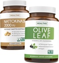 Nattokinase & Olive Leaf (6-måneders forsyning) Flow & Wellness Mix - Nattokinase 2000 FU Kraftig naturlig fermentert soyabønner (6-måneders forsyning) & Olive Leaf Extract Super styrke med 20% Oleuropein