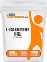 BulkSupplements.com L-Carnitin HCl pulver - Carnitin Supplement, Carnitine pulver, L-karnitin 500mg - Uflavored & Glutenfri, 500mg per servering, 500g (1,1 lbs) (pakke av 1)