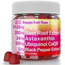 SHIZAM Ubiquinol CoQ10 PQQ Astaxanthin Beets Gummies, Super Mitochondrial ATP Kosttilskudd Myke Chews flytende piller pulver Alt, Beet-Root