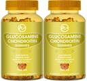 Glucosamine Chondroitin Gummies med MSM - 1500mg Ekstra styrke for felles støtte, immunstøtte - for voksne, menn og kvinner, 60 greve, pakker med 2