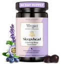 Winged Wellness Sleepyhead Natural Sleep Gummies for kvinner - Prime Sleep Support For voksne med 3 mg Melatonin, L-Theanine, 5-HTP - Blåbær Lavender Flavored - 30 Serveringer