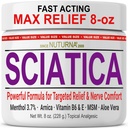 Sciatica Nerve Krem - Maks styrke Comfort Cream for føtter, hender, ben, tær, Tilbake - Naturlig Ultra Styrke Arnica, MSM, Menthol, Soothing Comfort, Stor 8 Oz