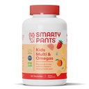 SmartyPants Kids Multivitamin Gummies: Omega 3 Fish Oil (EPA/DHA), Vitamin D3, C, Vitamin B12, B6, A, K & Sink for immunstøtte, Biotin, Glutenfri, Tre Fruit Flavors, 120 greve (30 dagers forsyning)