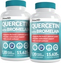 28-i-1 Quercetin med Bromelain Supplement - Quercetin 500mg kapsler for daglig immunforsvarsstøtte - Quercetin med vitamin C og sink for voksne beriket med vitamin D (120 ct, pakke med 2)