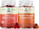 Bundle of Fiber Gummies for voksne - Chicory Root Supplement med Prebiotic for Gut & Digestive - Sukker Gratis & Vegan og Multivitamin Gummies for voksne - Halal Multivitamin Gummy med B12 Biotin
