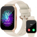 RUIMEN Smart Klokker For Kvinner Menn (Svar/Gjør samtaler, 2 Bands Inkludert), 1.8" Smartwatch for iOS/Android Telefoner, Fitness Tracker hjertefrekvens/Sleep Monitor Digital Klokke Vanntett Melke Hvit