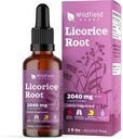Licorice Root Extract Drops 2000mg (Glycyrhiza glabra L.) Herbal kosttilskudd Absorbs bedre enn kapsler, 1 måneds forsyning, 84 serveringer, alkoholfri tinktur - 2 Oz, Pakke med 1