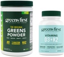 Grønn først - Mint - 30 Serveringer - Grønn pulver Superfood, 49 Superfoods, 15+ organisk frukt og grønnsaker, mykfri, vegansk og ikke-GMO - 9,86 oz og D3+K2 vitaminer, 60 grønnsaker kapsler