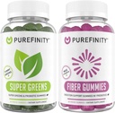 PUREFINITY Fiber + Super Greens Gummies Bundle (Inulin FOS Prebiotic Fiber Gummies + Super Greens Gummies – Daglige Supergreens med Spirulina, Alfafa, Spinat, Broccoli, Beet Root, Acai)
