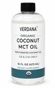 Verdana organisk MCT olje 16 oz – Matkvalitet USDA organisk for keto kaffe, ikke-flavorert naturlig olje Pulling Munnvask & Massasje - Kokosavledet, fragmentert– Mediumkjede C8 C10 – Ikke-GMO, Kosher