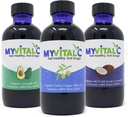 MyVitalC Combo av økologisk Extra Jomfru Olive olje, MCT & Avocado olje - ESS60 Antioksidant Supplement - for anti-aldring, lang tid, søvn, energi - Pakke med 3