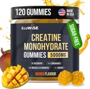 Ecowise velvære Kreatin Monohydrat Gummies 5000 mg, Mango Flavor, 120 sukkerfri vegansk Chews, Kreatin Supplement for daglig rutine