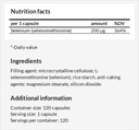 Selenium 200 μg (Selenometionin) - 120 kapsler - 4 måneders forsyning - Diett Supplement for å støtte Thyroid og immunsystem - etter MZ
