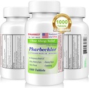 Ulai 4 timers Allergi relief 1000 Ct [Made i USA] | Itchy, Vannige øyne, Runny Nese, Sneezing, Sinus Relief | Chlorpheniramin Maleat 4 mg | Antihistamin Allergi medisin Pharbechlor (1 flaske)