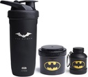 Smartshake DC Comics Bundle - Batman rustfritt stål Protein Shaker 900ml med Funnel 110ml og lagringsbeholdere 200ml.