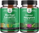 Bundle av Herbal Laxative kapsler med probiotika og melk Thistle Liver Support Supplement - Naturlig Colon Detox Digestive Support System - Herbal Liver Supplement med Silymarin Melk