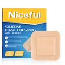 Silikon Foam Dressing 4"x4", Vanntett Silikon Bandages med grenseklede, høy absorbens seng Sore Bandages sårbehandling (2,5"X2.5" Pad), 5 pakker, FSA HSA kvalifisert