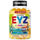 BrightKids Eye Health Gummies for barn og tenåringer – Lutein & Zeaxanthin Vision Support – Vegansk, ikke-GMO Øye Vitaminer for skjermtid – Tastig Mango Flavor – 60 Gummies