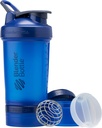 BlenderBottle Shakerflaske med pilleorganisator og lagring for proteinpulver, klassisk V2 ProStak System, 22-Ounce, Blå