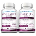 Godkjent Science® Resveratrol - 1000 mg Trans Resveratrol - 250 mg polyfenol - 98% renhetsnivå - Inkluderer Bioperine® - 380 Vegan Vennlige kapsler - 2 flasker