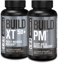 Jacked Factory Build-XT 50+ Daglig muskelbygger (90 kapsler) & Bygg PM Night Time Muscle Builder & Sleep Aid (60 kapsler) for muskelvekst, vitalitet, og gjenoppretting