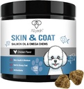 Omega 3 Fiskeolje for hunder, lakseolje hud og Coat Supplement for hunder Allergi Relief, tørr og kløende hud Relief behandling, Allergi Chews - Hund Anti Shedding Treats - Shiny Coats - EPA & DHA
