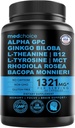 12-i-1 Nootropic Ginkgo Biloba for hjerne støtte, minne og fokus - B12, Alpha GPC, L Theanine og Choline Supplements med Bioperine Ikke-koffeinert 1321mg (60ct)