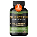 Gade Nutrition Quercetin med Bromelain Vitamin C og sink Vitamin D3 | Immun støtte Supplement i kapsler | Ikke-GMO, Glutenfri, Vegansk | Laget i USA | 2 måneders forsyning